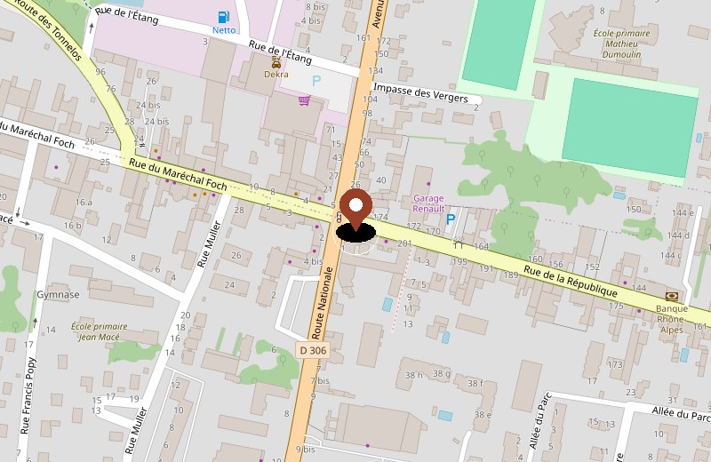 Plan d'accès — O en couleur 209 Rue de la République, 69220 Belleville-en-Beaujolais, France